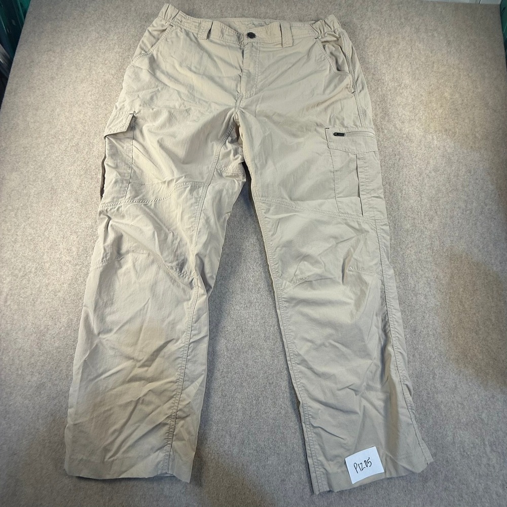Columbia Omni-Shade Mens Khaki Cargo Hiking Pants Tan Ripstop Outdoor 40x30